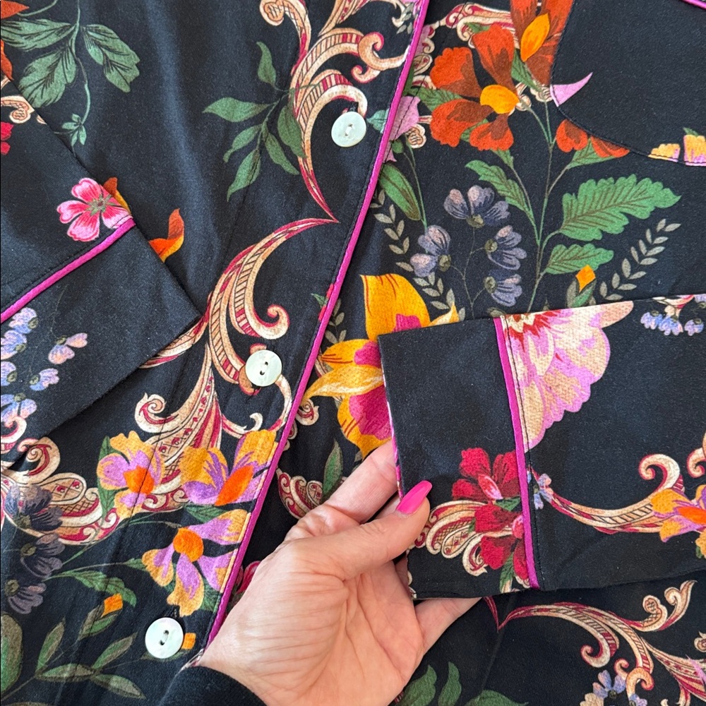 NWT Johnny Was Black Floral pajama set - Picture 8 of 9